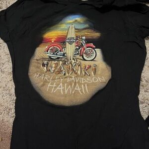 Harley-Davidson Black Waikiki  Hawaii tee